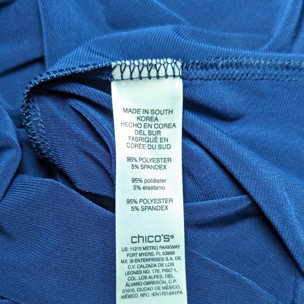 Chico's 3 XL Navy Blue Short Sleeve 1/4 Zip Lightweight Polo w/Tie Dye NWT - Picture 9 of 10